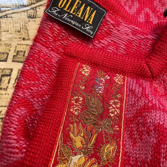 Women's Red, Pink and Yellow Sweater - Picture 4 of 5